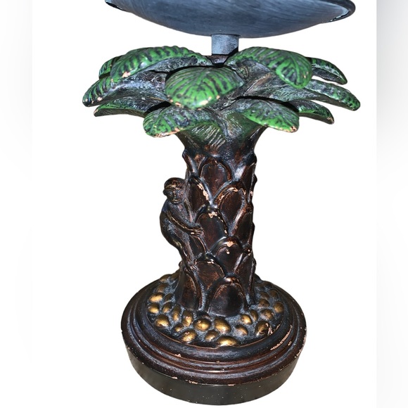 2 palm tree monkey pillar candle holders one short one tall - Picture 8 of 10